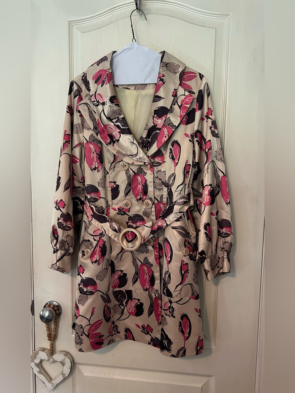 James Coviello Women's Floral Trench Coat Jacket